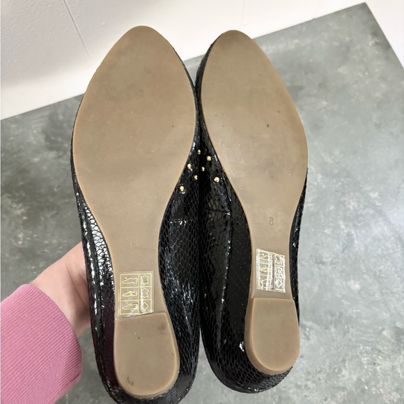 Jeffrey Campbell black round point toe flats gold studded size 8 leather - Picture 4 of 9